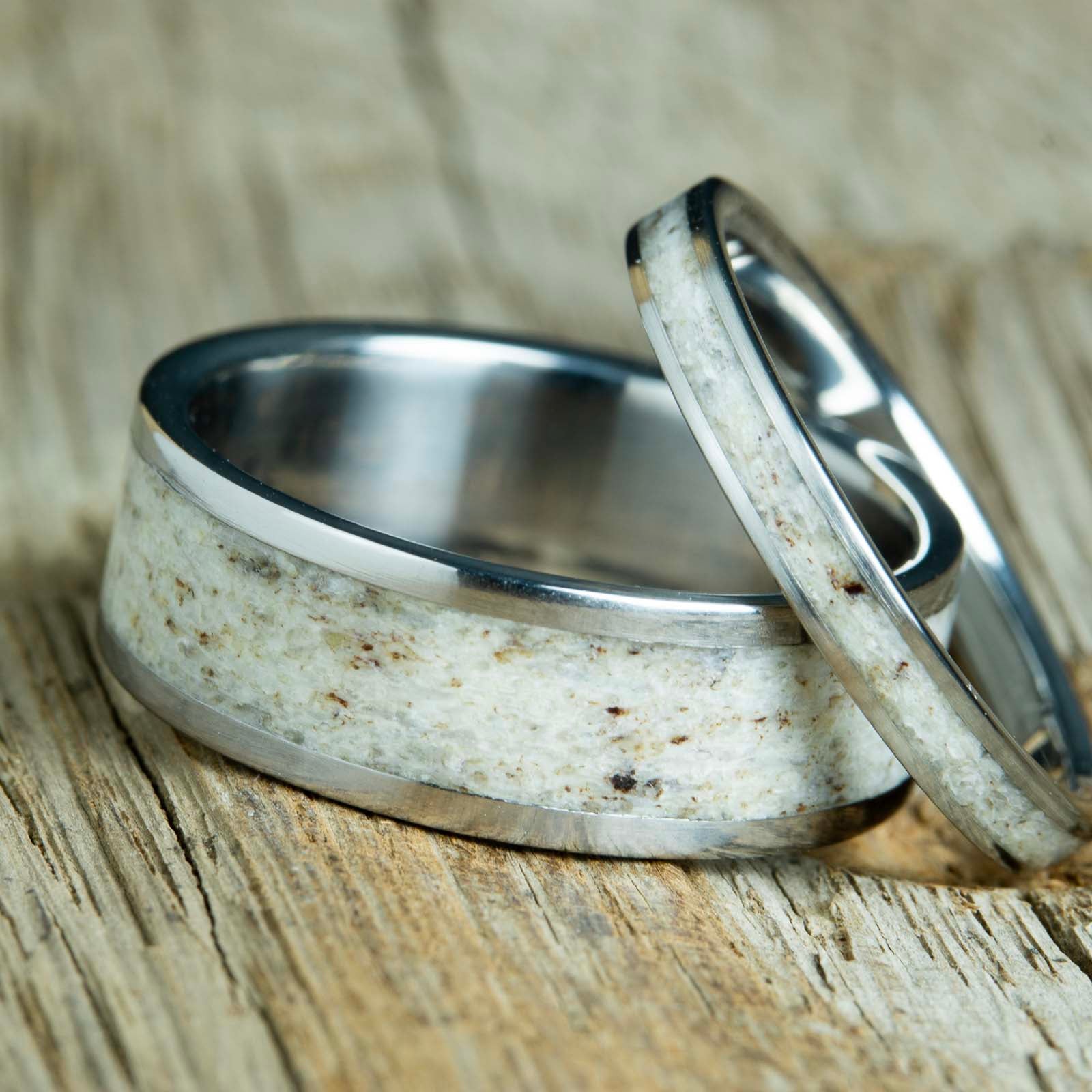 Antler wedding ring set – Peacefield Titanium