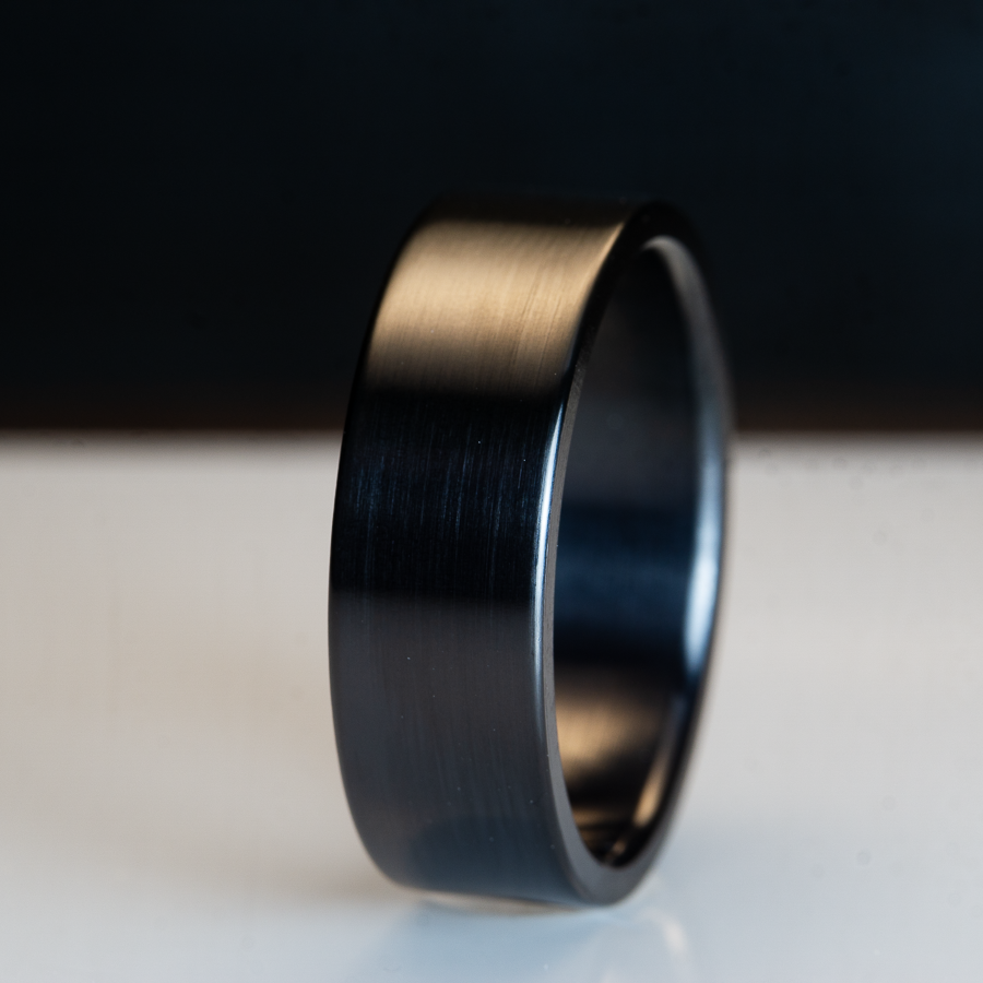 Black titanium mens ring