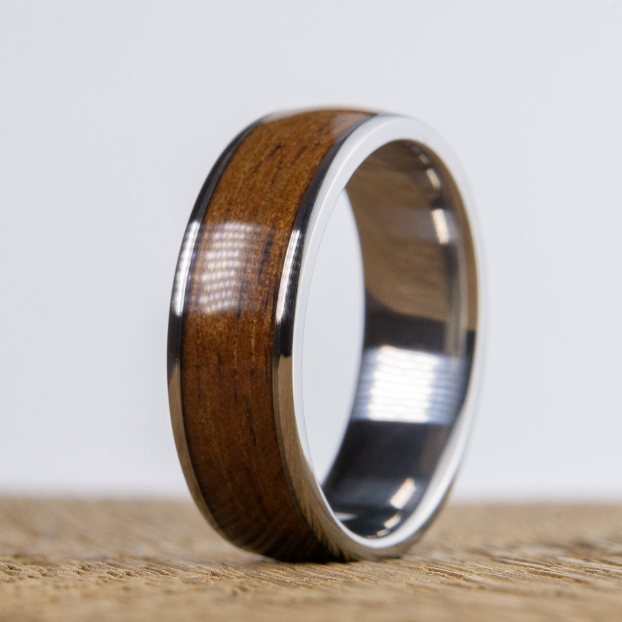 The Aloha- Hawaiian Koa wood ring w/titanium