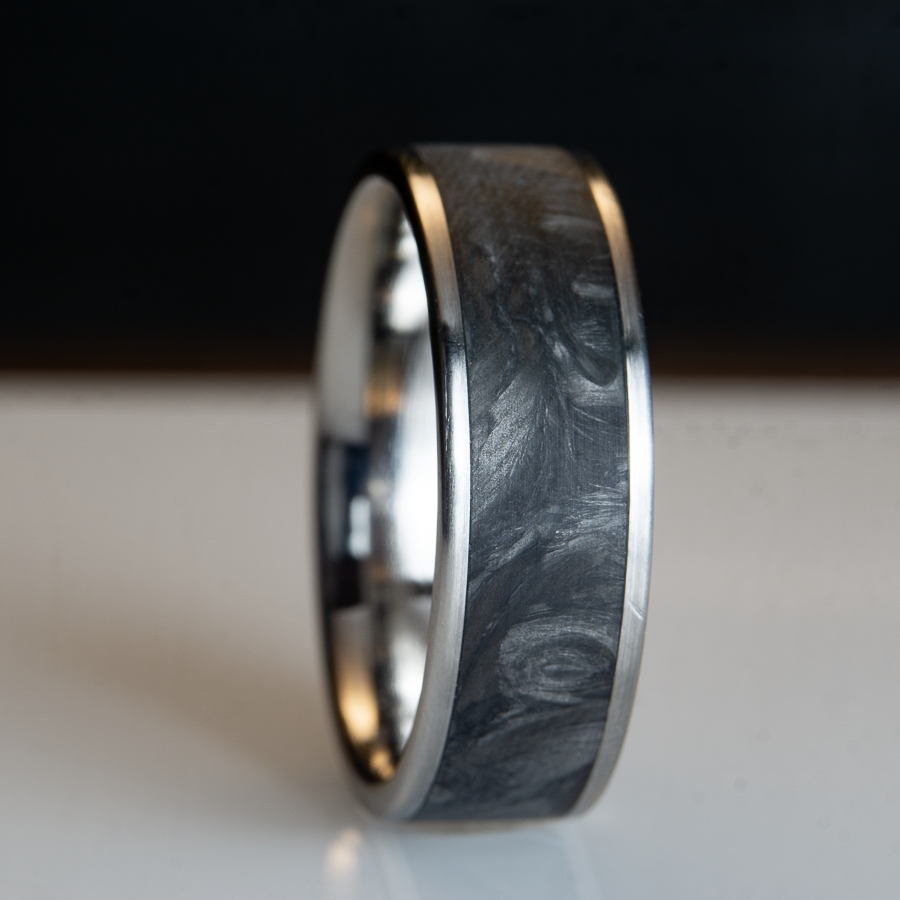 forged carbon-titanium mens ring