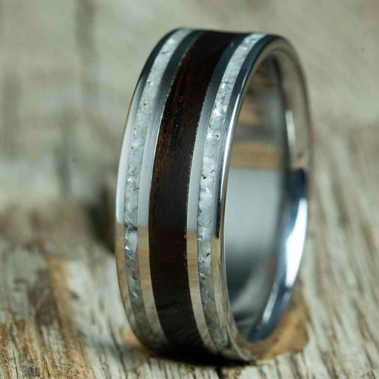 Mens wood wedding bands and rings – Peacefield Titanium