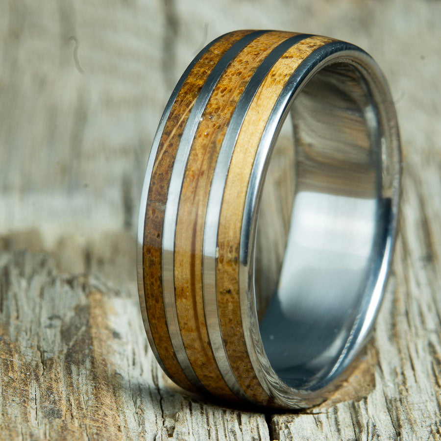 The Barrel- Whiskey barrel wood with Titanium ring