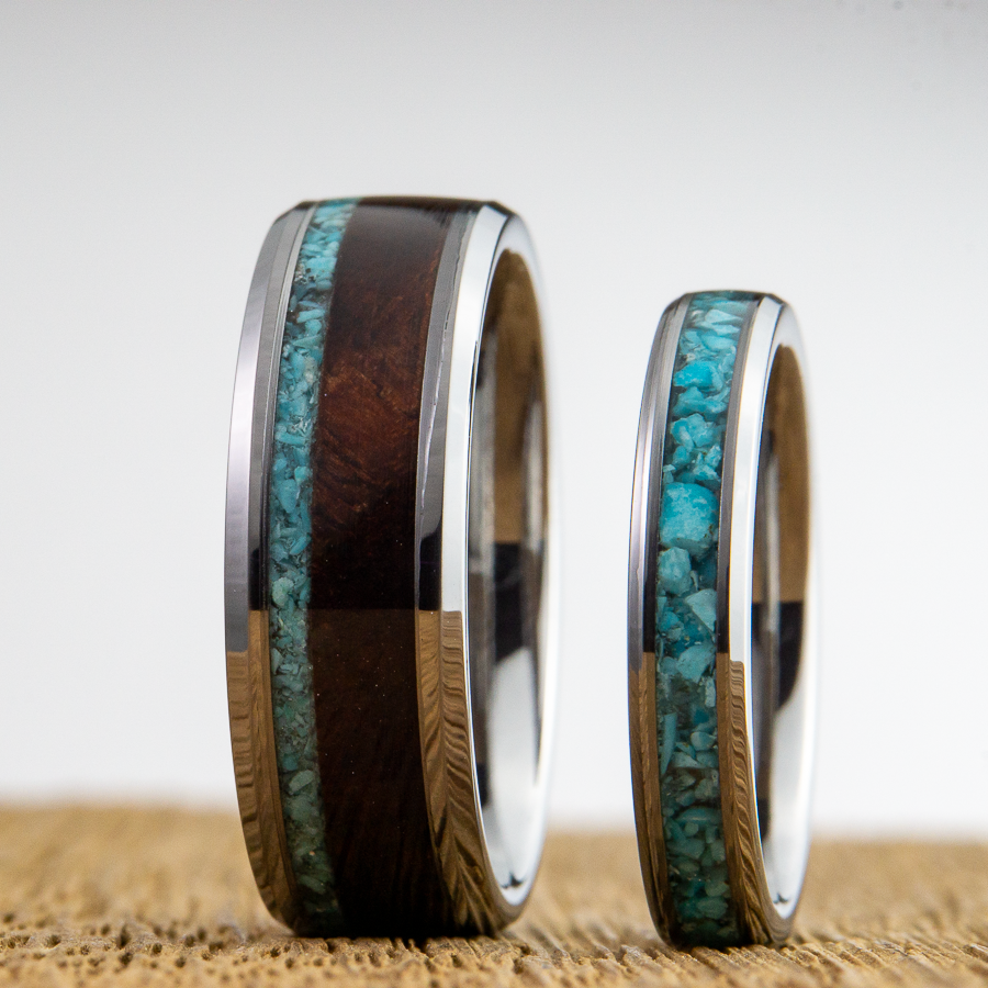 turquoise his and hers wedding rings