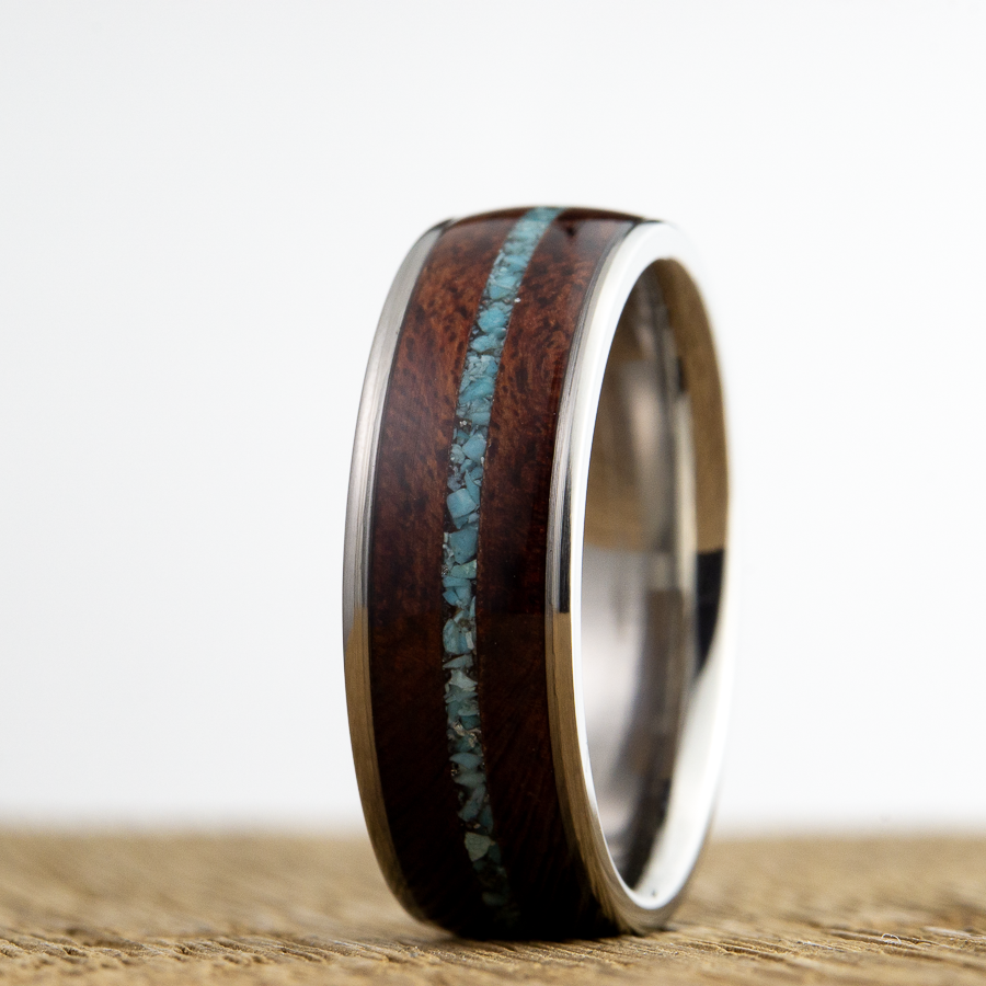 Turquoise and Bubinga wood ring