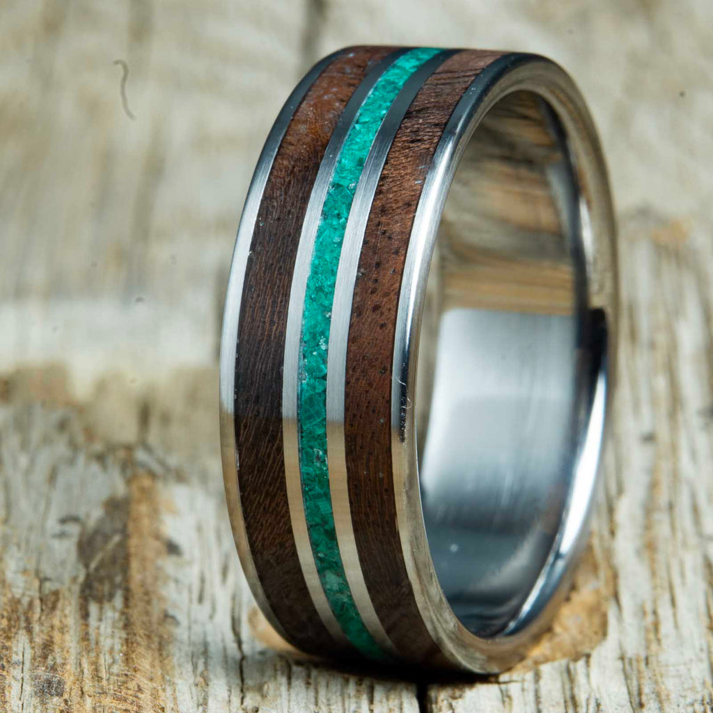 Walnut And Malachite Ring — The Wood Hut - Beautifully Handcrafted