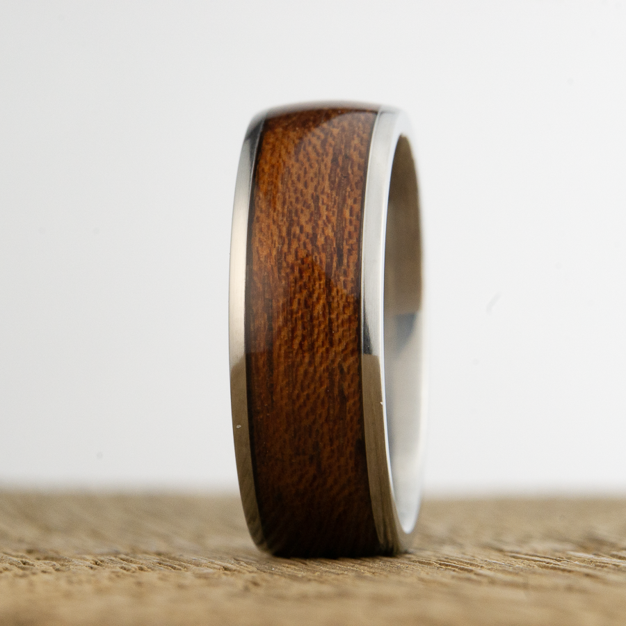 wood ring with acacia inlay