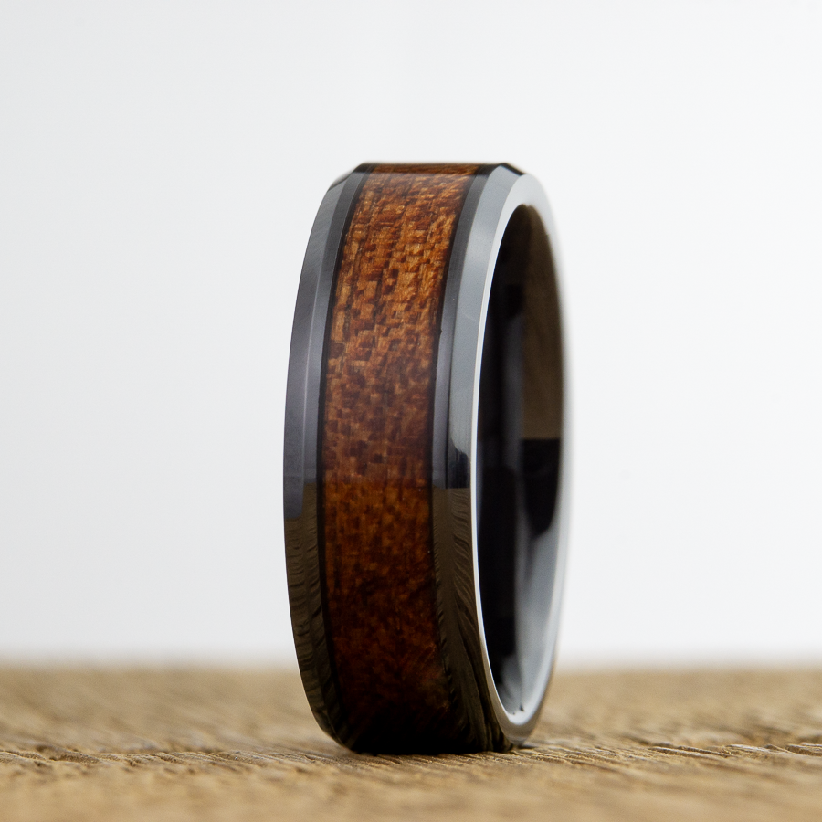 Acacia wood on black ring