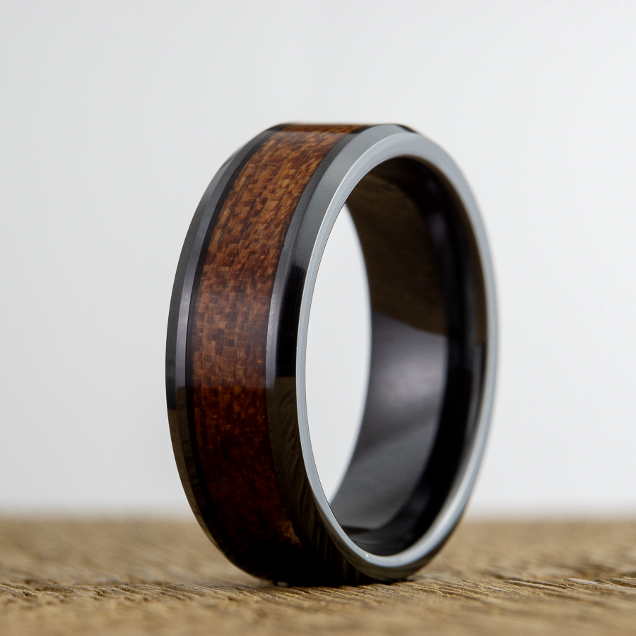 Acacia wood on Black ring