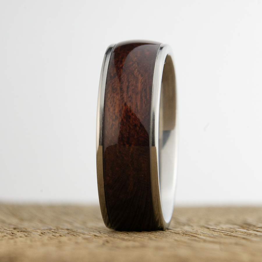 bubinga wood ring with titanium