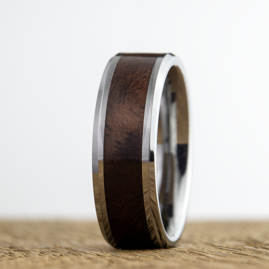 Figured Walnut tungsten ring