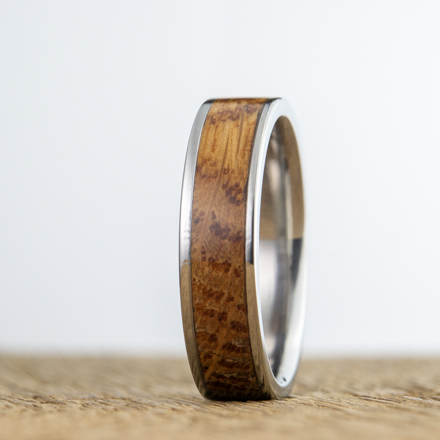 titanium band with whiskey barrel