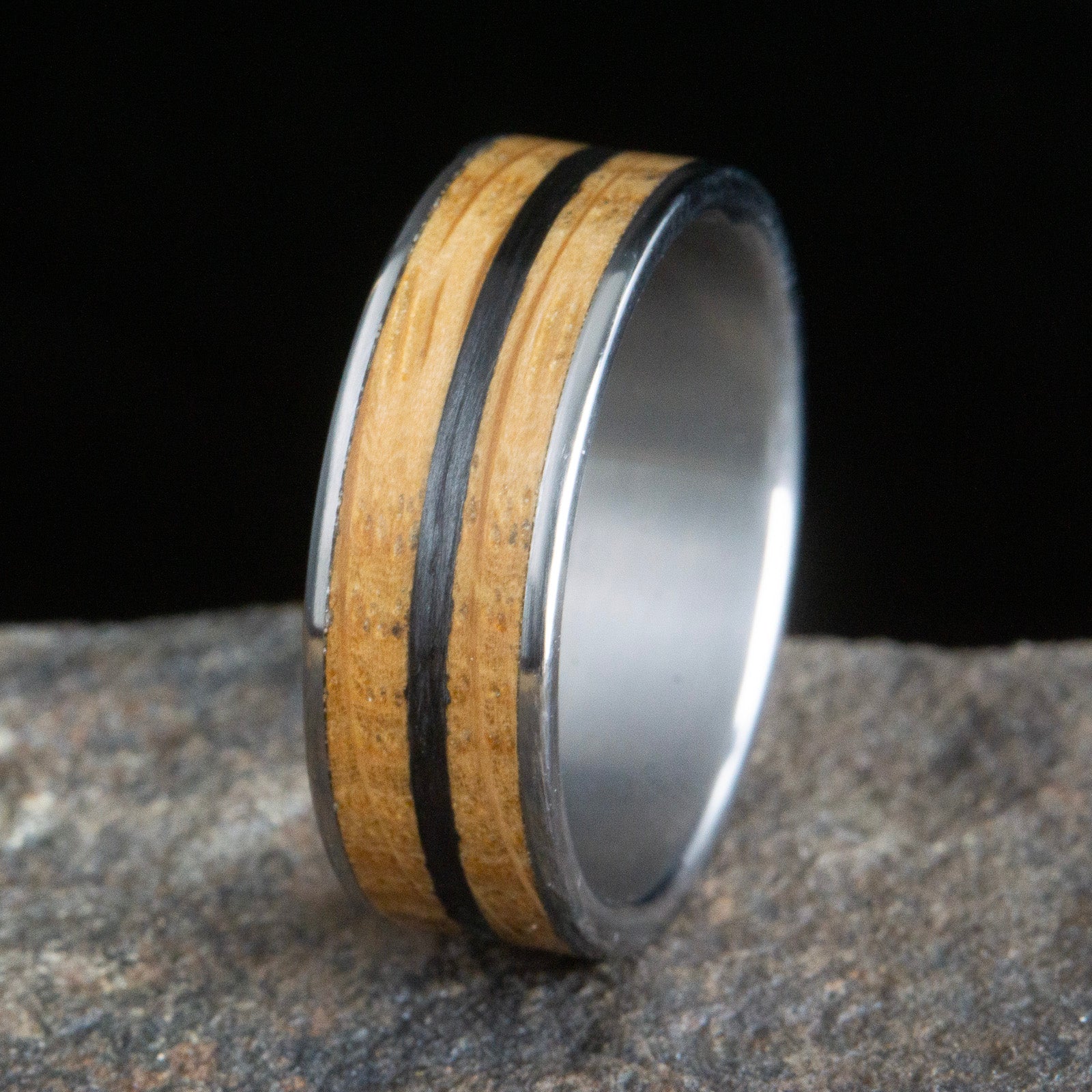 Carbon fiber whiskey barrel wood ring